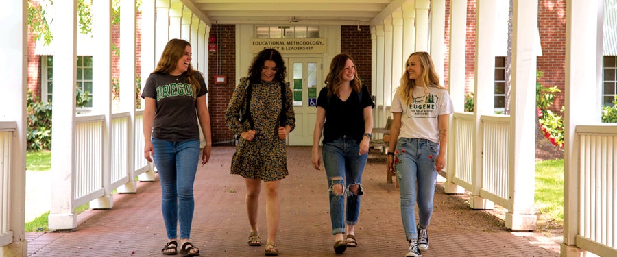 Students walking on campus