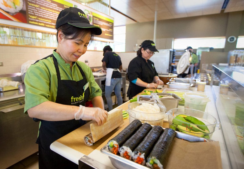 Photo of sushi station at Global Scholars Hall.