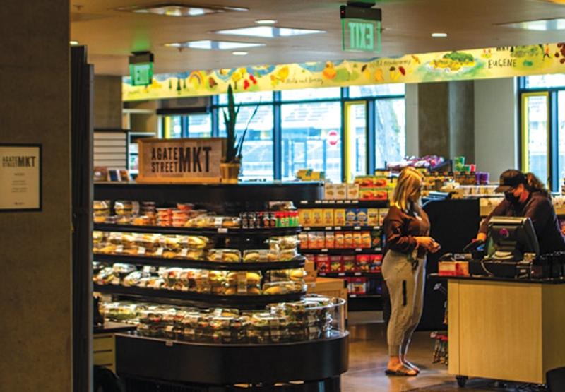 Student checking out at register