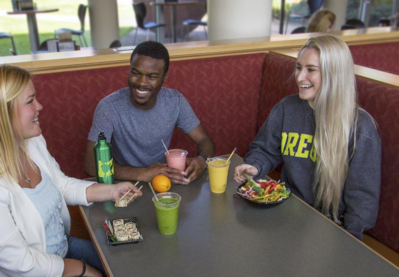 Photo of students eating at Dux Bistro