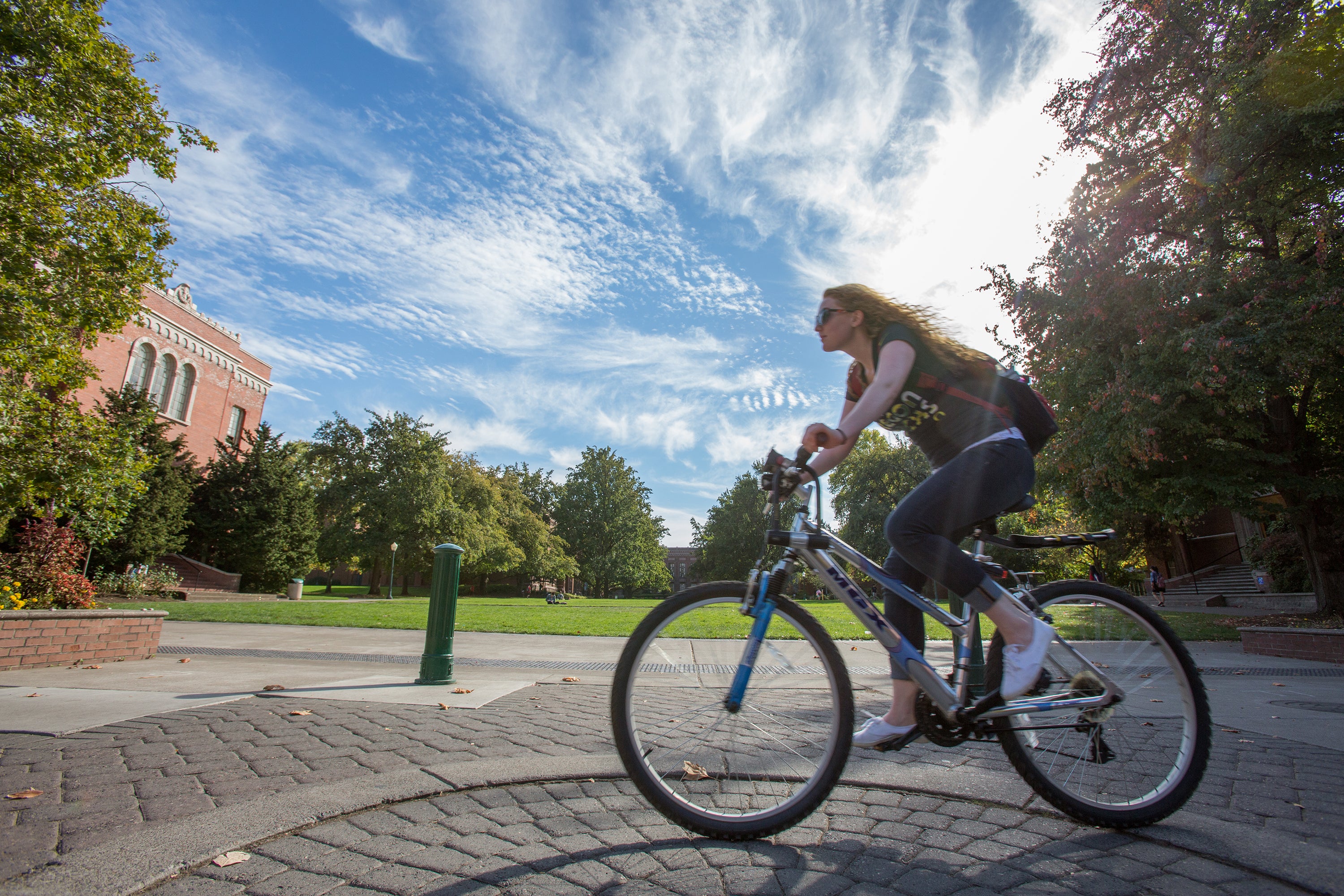 Student on bicycle