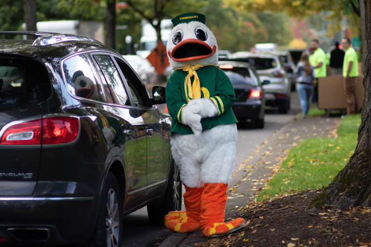 Duck helping at move-in