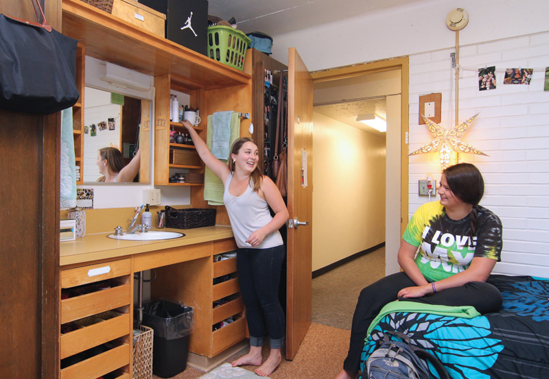 Students in a Riley Hall single room