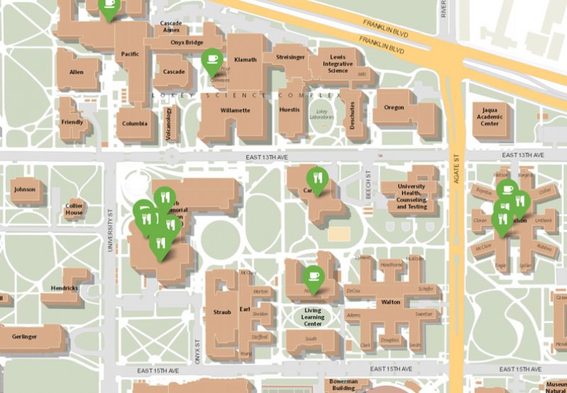 Map of food on campus