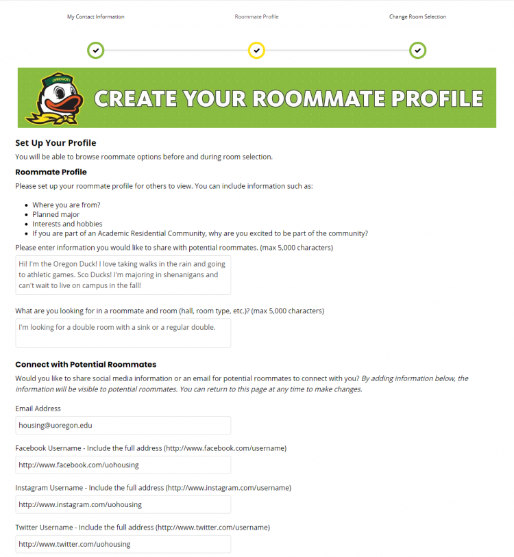 roommate profile